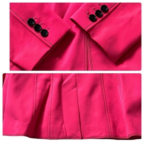 Donna Karan Fuschia Pink Black Stitch & Buttons Accent Blazer MEDIUM - Picture 13 of 15